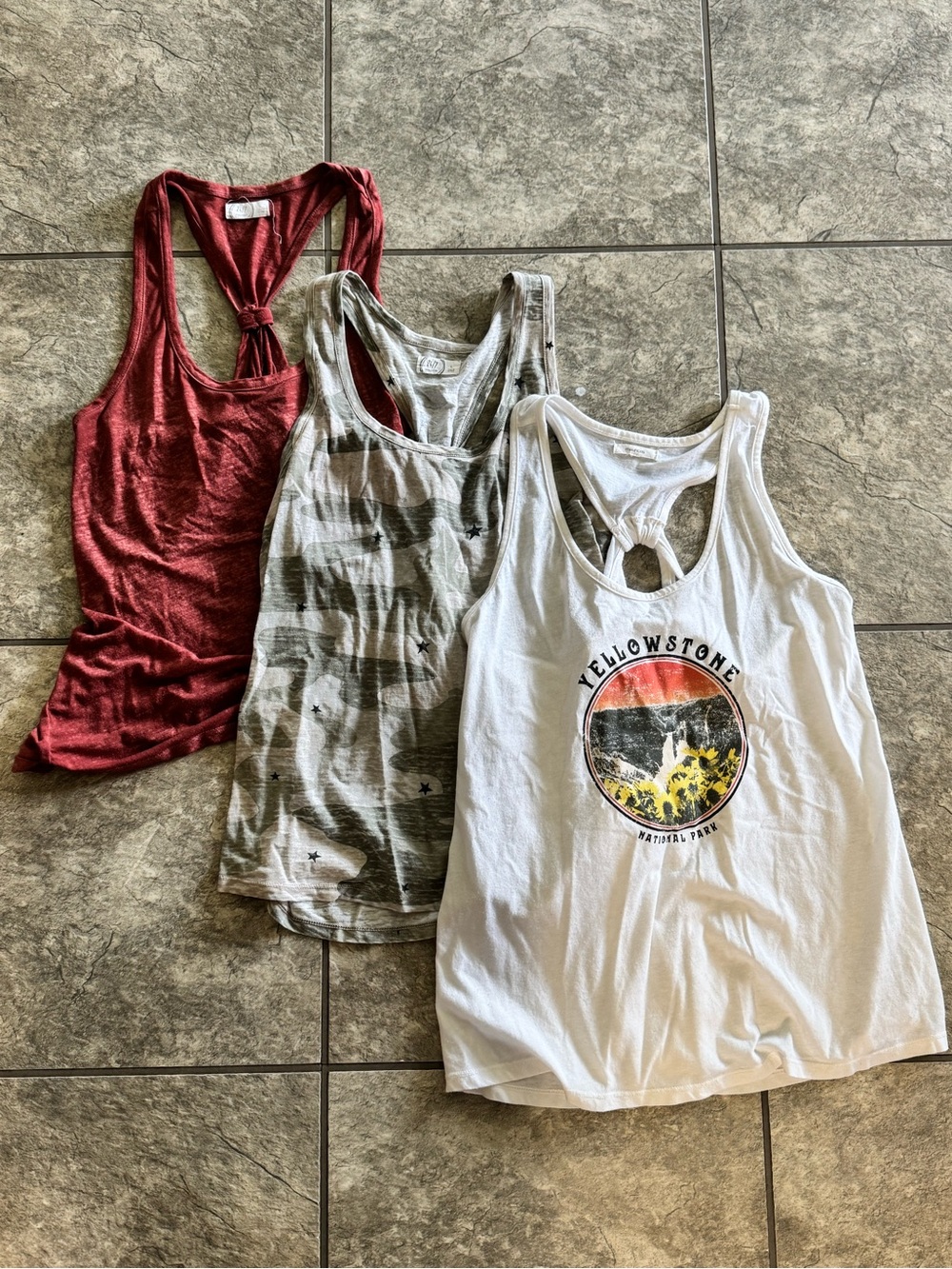 Maurices White Graphic Yellowstone Tank Top with Red & Olive Tanks